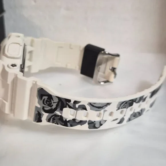 Casio G Shock White with Rose print on band